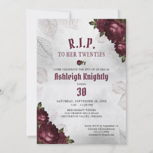 Invitation Anniversaire RIP Décennie Sombre Gothique Vintage