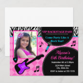 Invitation Anniversaire Rock Star Pop Star Girl (Devant / Derrière)