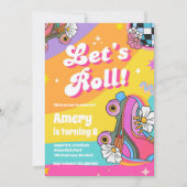 Invitation Anniversaire Roller rétro coloré (Devant)