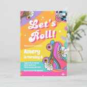 Invitation Anniversaire Roller rétro coloré (Debout devant)