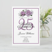 Invitation Anniversaire romantique des Roses Mauve (Debout devant)