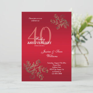 Invitation Anniversaire romantique du 40e Mariage de Ruby