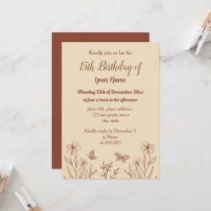 Invitation Anniversaire romantique élégant en terre cuite