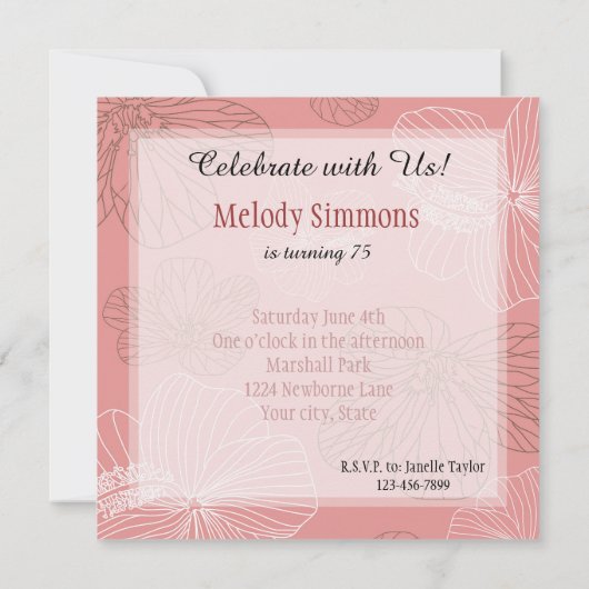 Invitation Anniversaire rose (Dos)