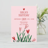 Invitation Anniversaire rose (Debout devant)