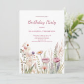 Invitation Anniversaire rose (Debout devant)