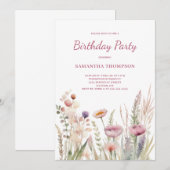Invitation Anniversaire rose (Devant / Derrière)