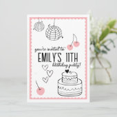 Invitation Anniversaire rose (Debout devant)