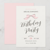 Invitation Anniversaire rose (Devant / Derrière)