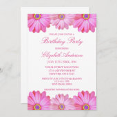 Invitation Anniversaire rose (Devant / Derrière)