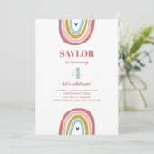 Invitation Anniversaire rose arc-en-ciel du mignon Boho (Debout devant)