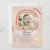 Invitation Anniversaire rose arc-en-ciel mignon (Devant)