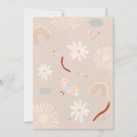 Invitation Anniversaire rose arc-en-ciel mignon (Dos)