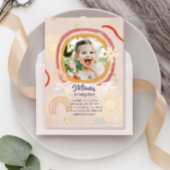 Invitation Anniversaire rose arc-en-ciel mignon