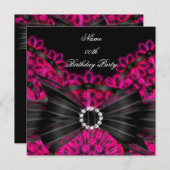 Invitation Anniversaire rose Black Lace Diamond (Devant / Derrière)