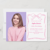 Invitation Anniversaire rose blanc dessiné main (Devant)