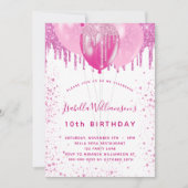Invitation Anniversaire rose blanc parties scintillant fille  (Devant)