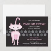 Invitation Anniversaire rose chaton sophistiquée (Devant / Derrière)