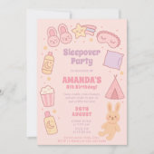 Invitation Anniversaire rose Cherchez le sommeil amusant (Devant)