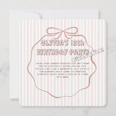 Invitation Anniversaire rose coquette (Dos)