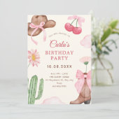 Invitation Anniversaire rose cowboy (Debout devant)