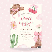 Invitation Anniversaire rose cowboy
