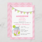 Invitation Anniversaire rose de Chevron de limonade et de (Devant / Derrière)