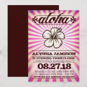 Invitation Anniversaire rose de coucher du soleil de (Devant / Derrière)