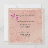 Invitation Anniversaire rose de dentelle de paon vintage (Dos)