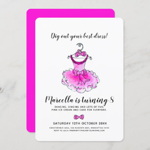 Invitation Anniversaire rose de filles de robe habillée