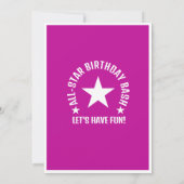 Invitation Anniversaire rose de l'athlète étoile (Dos)