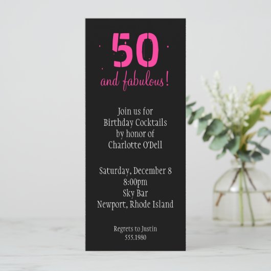 Invitation anniversaire rose de lotus (Debout devant)