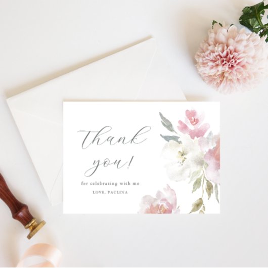 Invitation Anniversaire rose de Quinceañera Merci