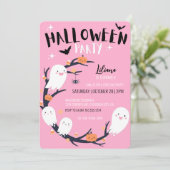 Invitation Anniversaire rose d'Halloween (Debout devant)