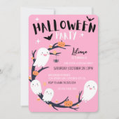 Invitation Anniversaire rose d'Halloween (Devant)