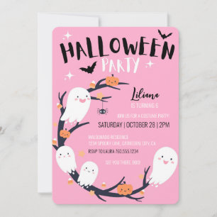 Invitation Anniversaire rose d'Halloween