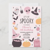 Invitation Anniversaire rose d'Halloween effrayant (Devant)