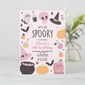 Invitation Anniversaire rose d'Halloween effrayant (Debout devant)