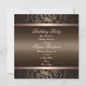 Invitation anniversaire rose élégant et marron (Dos)