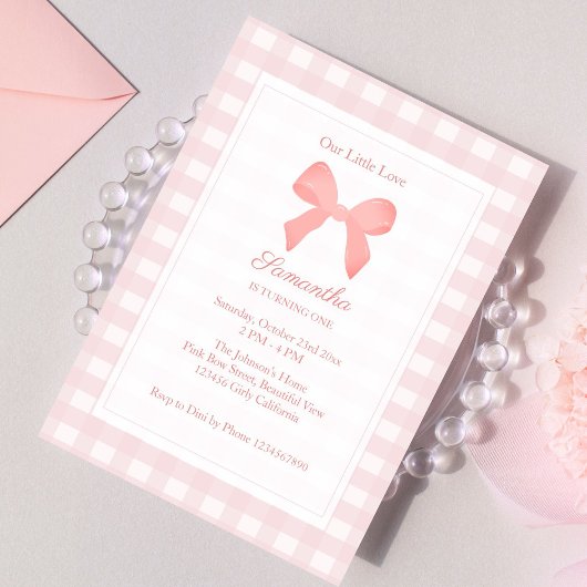 Invitation Anniversaire rose En vichy rose rose