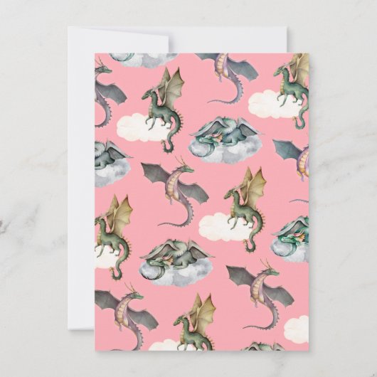 Invitation Anniversaire rose Enchanted Forêt Dragon (Dos)