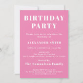Invitation Anniversaire Rose Et Blanc (Dos)