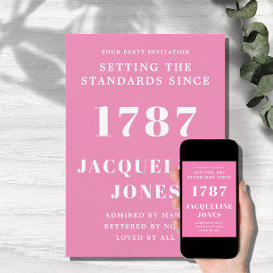 Invitation Anniversaire Rose Et Blanc