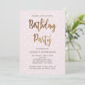 Invitation Anniversaire rose et noir avec Joli Confetti (Debout devant)