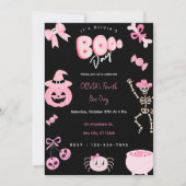 Invitation Anniversaire rose Fille mignonne Boo Day (Devant)