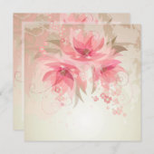 Invitation Anniversaire rose floral (Devant / Derrière)