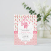 Invitation Anniversaire rose floral Girly lunatique de (Debout devant)