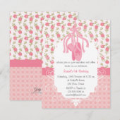 Invitation Anniversaire rose floral Girly lunatique de (Devant / Derrière)