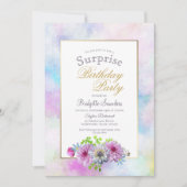 Invitation Anniversaire rose Floral Surprise (Devant)