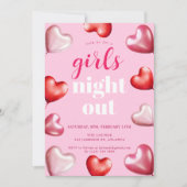 Invitation Anniversaire Rose Girly mignonne Girls Night Out P (Devant)